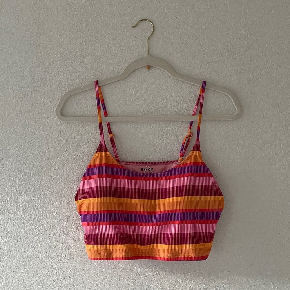 Roxy Longline Bikini Top Scoop Striped Beach Coastal